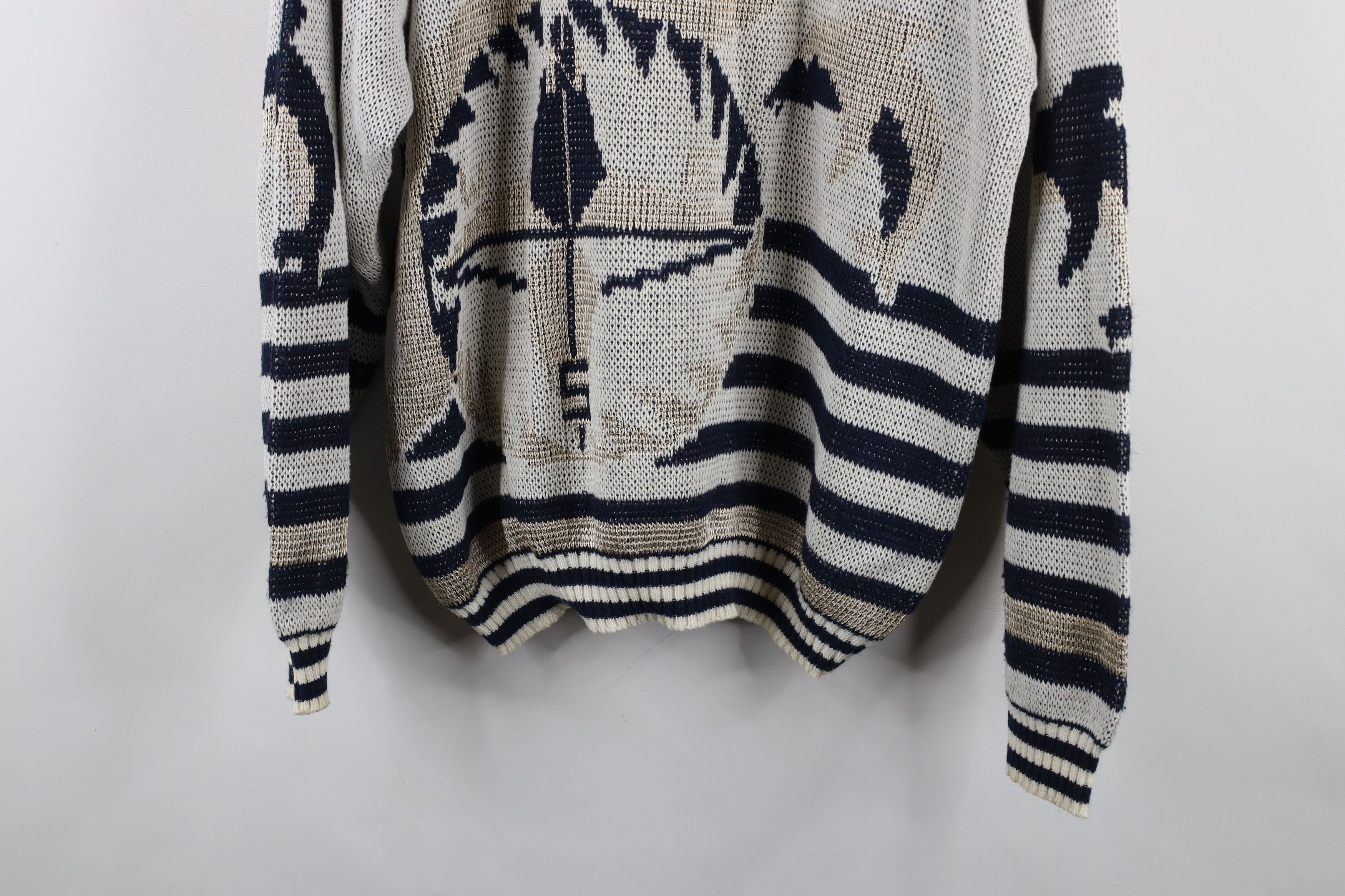 Vintage Vintage 90s Streetwear Abstract Compass Dolphin Knit Sweater Size L / US 10 / IT 46 - 3 Thumbnail