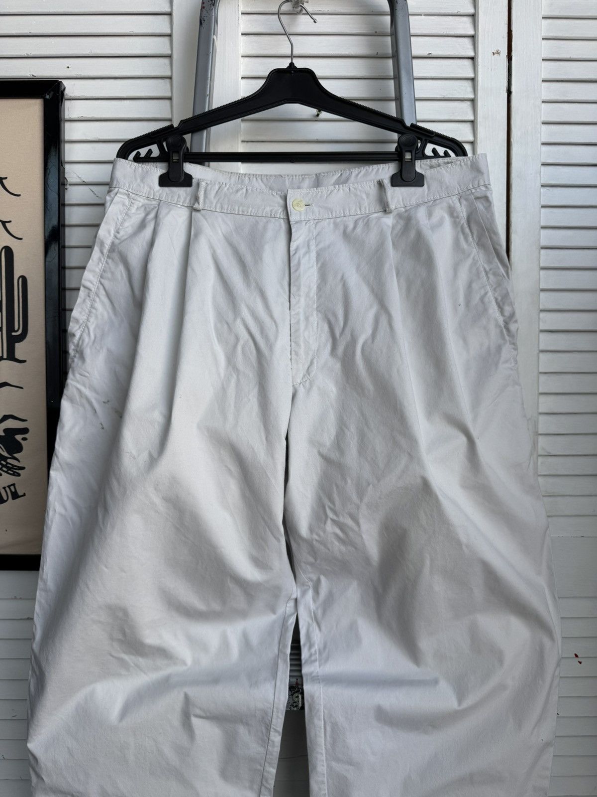 Vintage Vintage 90s Wide Leg Trousers Light Gray Relaxed Fit Size US 36 / EU 52 - 8 Thumbnail