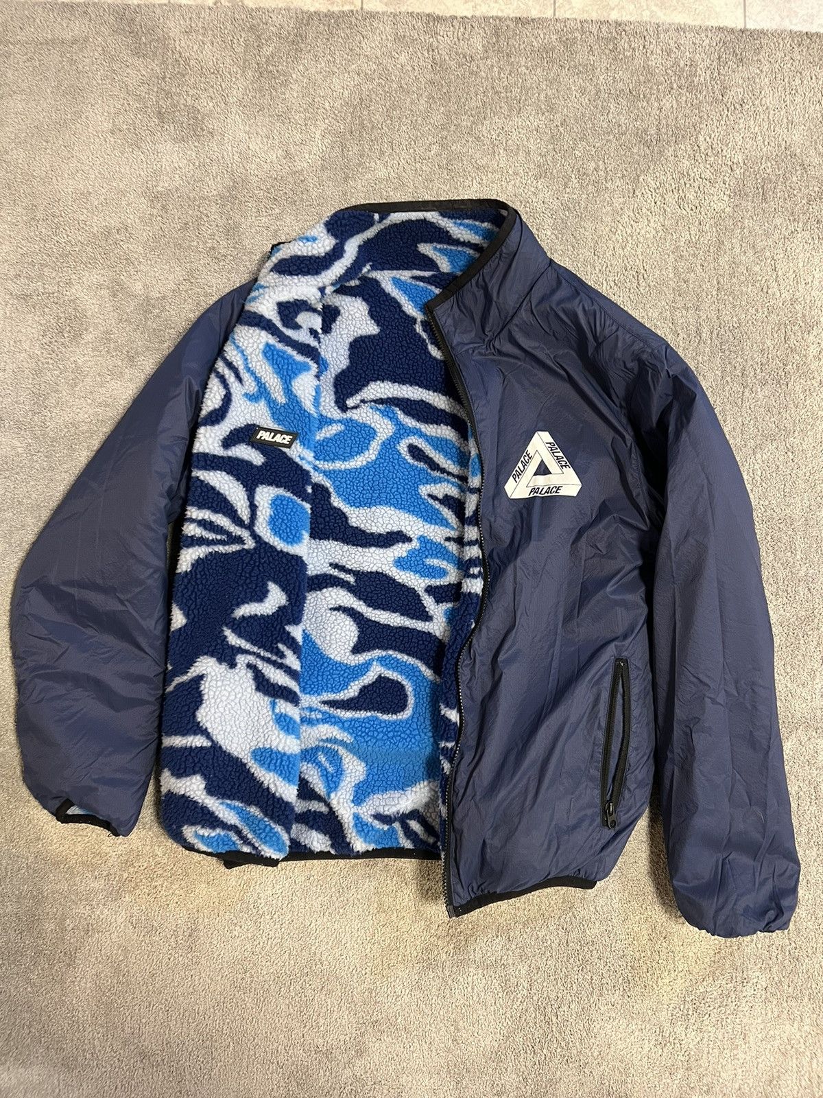 image of Palace Reversible Camo Jacket in Blue, Men's (Size Small)