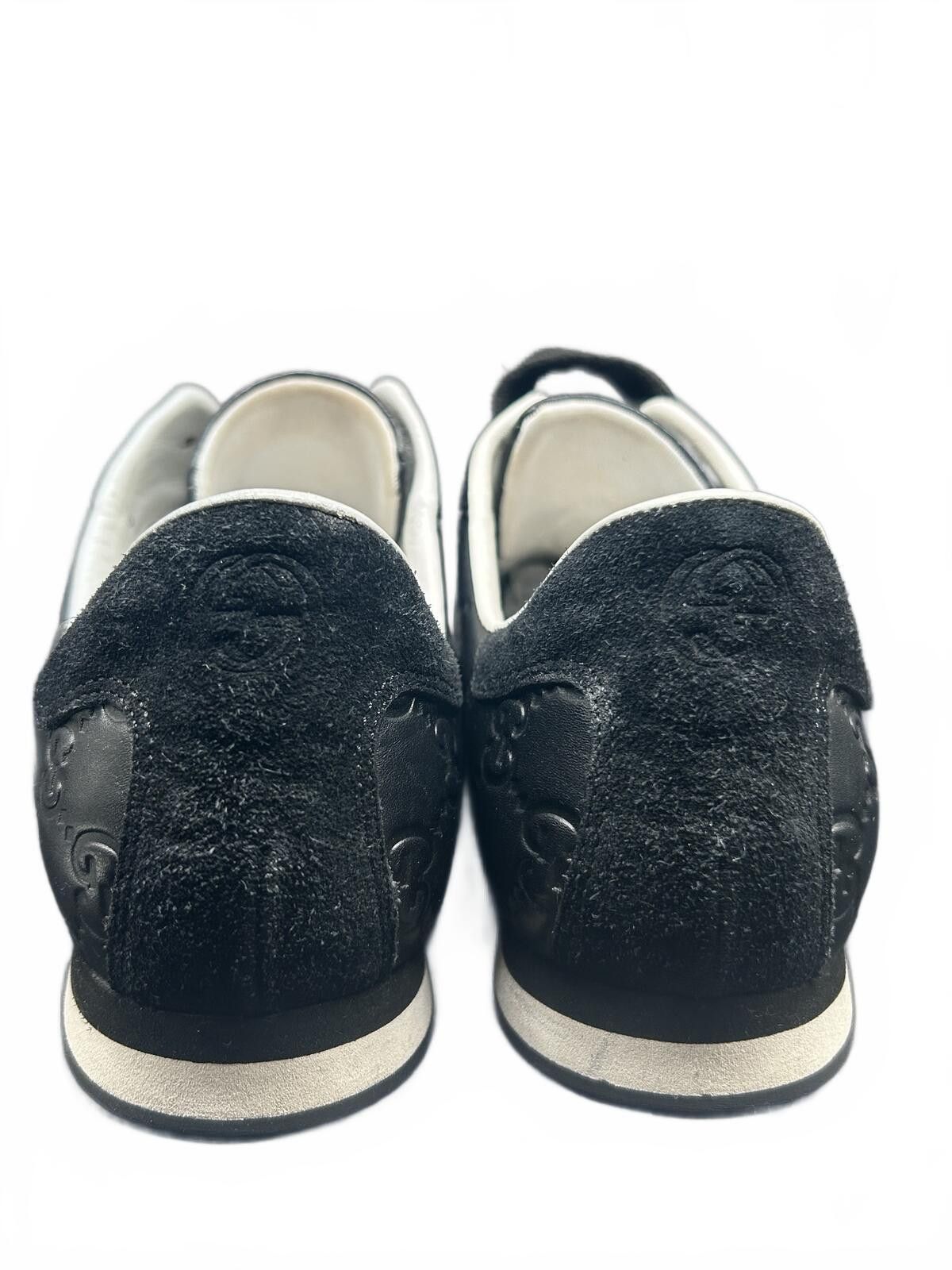 Gucci Unisex Gucci Guccissima Black Leather Web Low Top Sneaker Size US 6.5 / EU 39-40 - 4 Thumbnail
