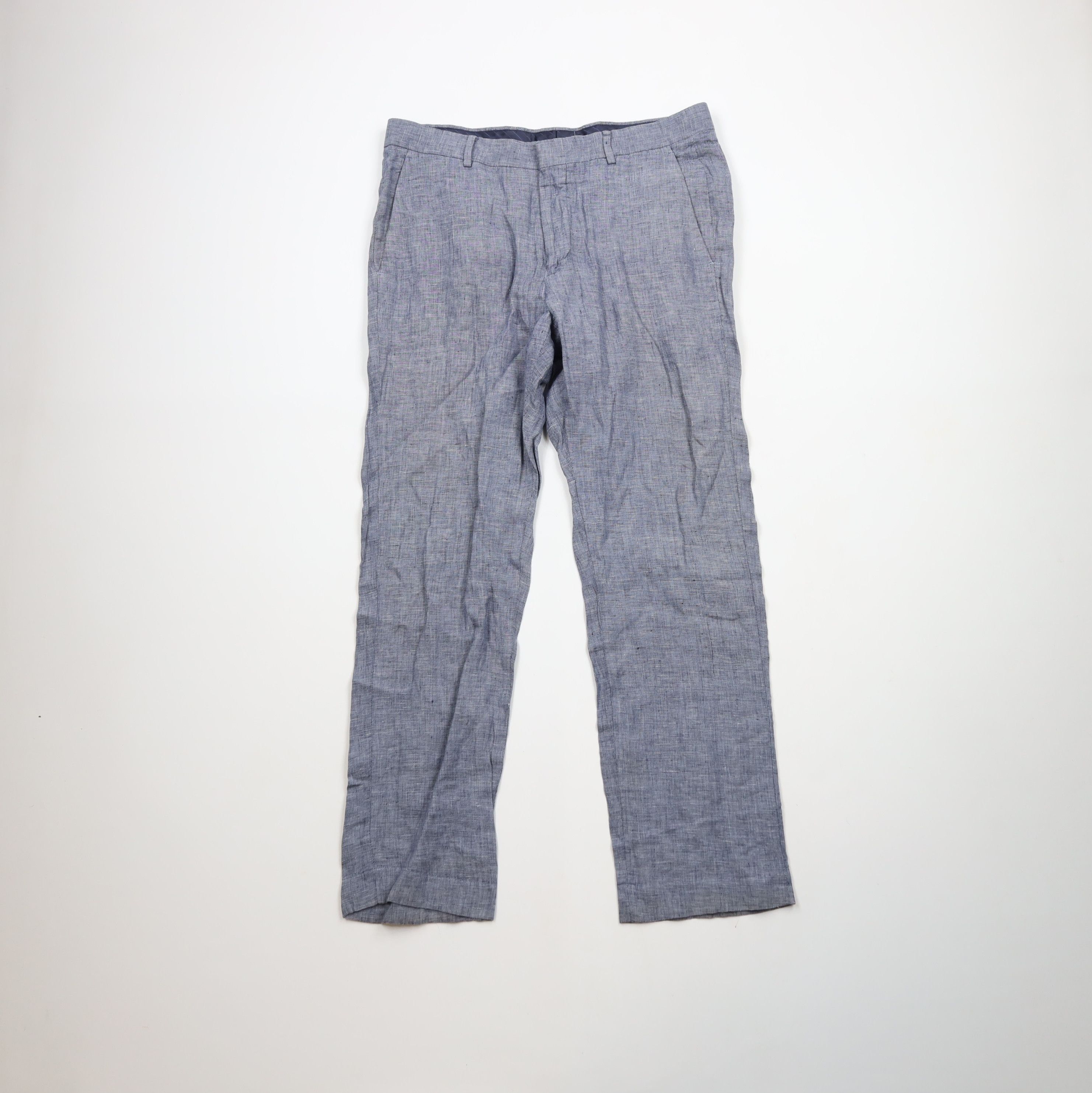 Vintage Streetwear Irish Linen Chambray Chino Pants Blue