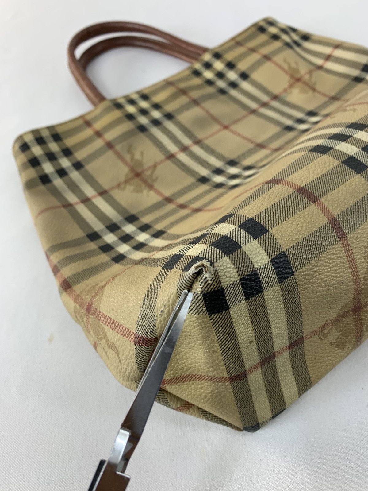 Burberry 90s Burberrys London Leather Tote Bag Nova Checked Monogram Size ONE SIZE - 7 Thumbnail