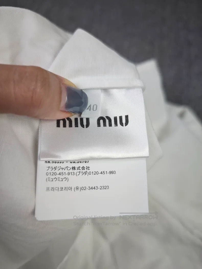 Miu Miu Miu Miu 40 Solid color round neck straight short sleeve shi Size L / US 10 / IT 46 - 3 Thumbnail