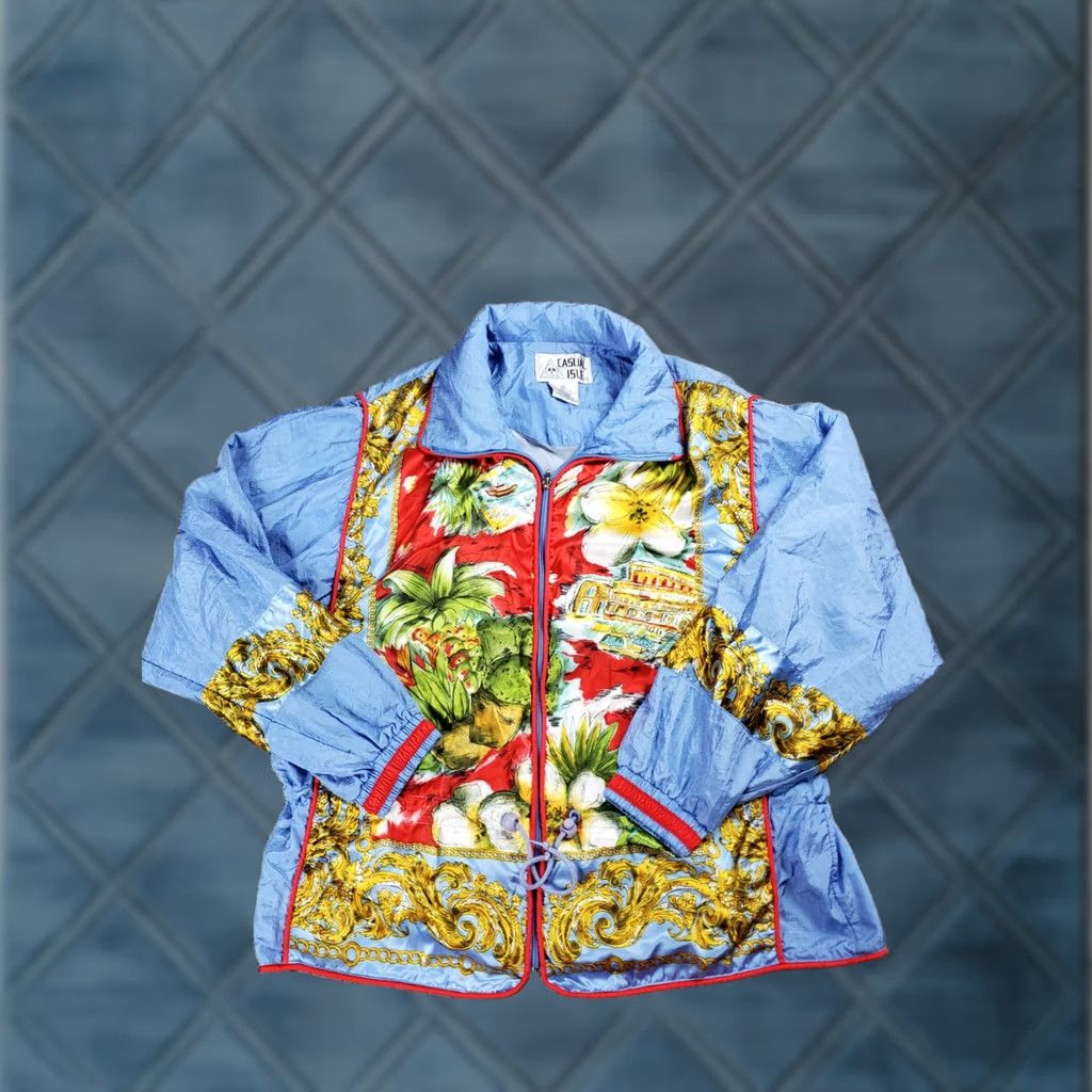 Vintage VINTAGE Casual Isle Windbreaker Jacket Women M Blue Floral Nylon Full Zip 90s Windbreaker Casual Isle Womens M Blue Floral Nylon Full Zip 90s Size M / US 6-8 / IT 42-44 - 1 Thumbnail