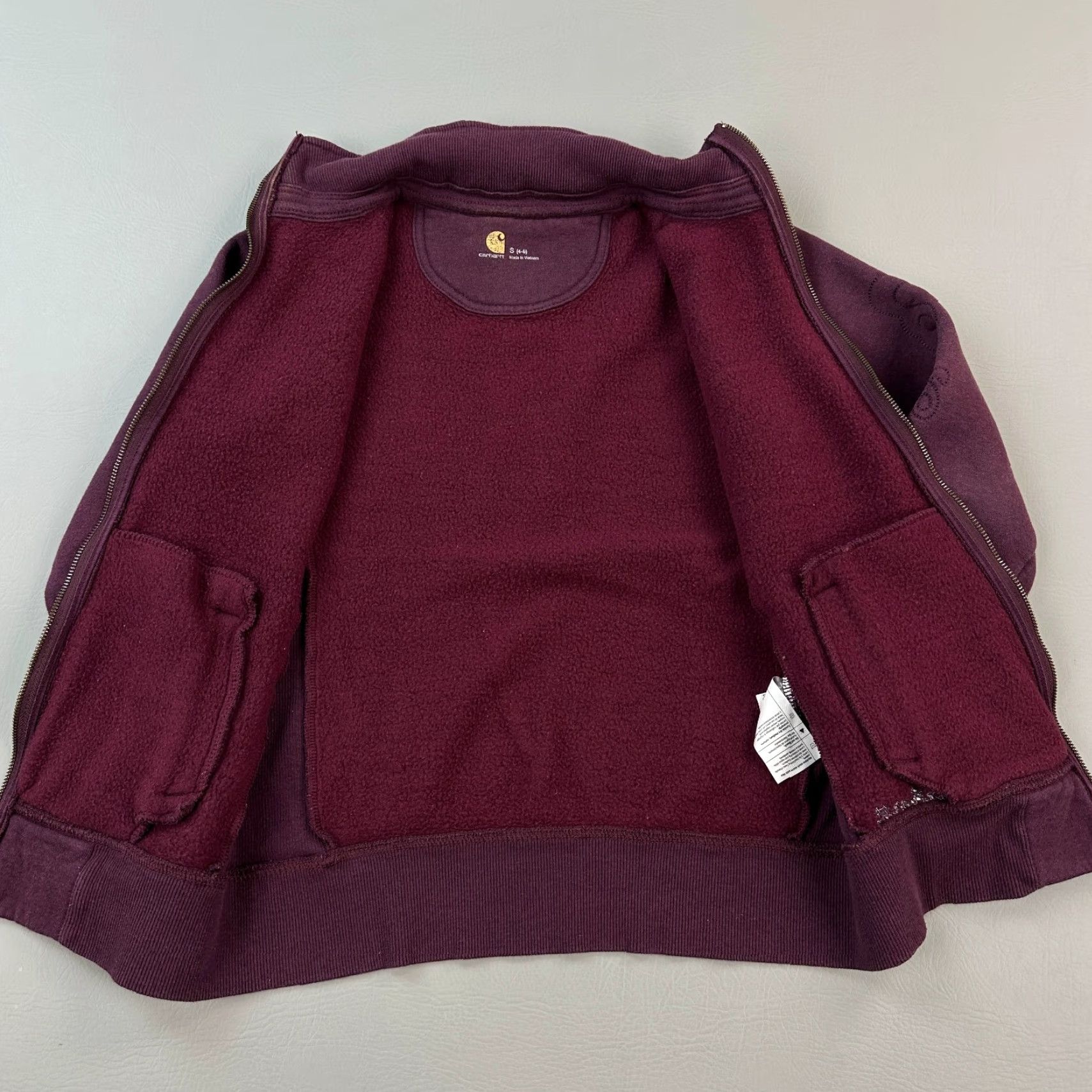 Carhartt Carhartt Sweatshirt Women's Small Dark Plum Full Zip Embroidered Logo - Regular Length, Cotton Blend, Fleece, Outdoor, Retro - Adults Womens Size S / US 4 / IT 40 - 5 Thumbnail