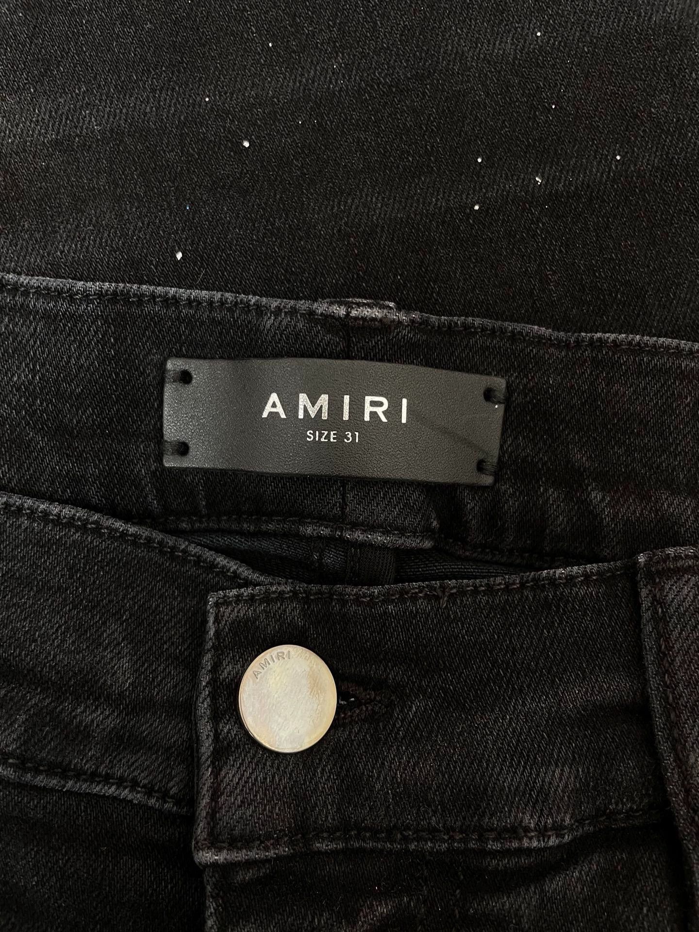 Amiri AMIRI 18 Season Color Splash Single Knee Rip Black Denim 31 Size US 31 - 3 Thumbnail
