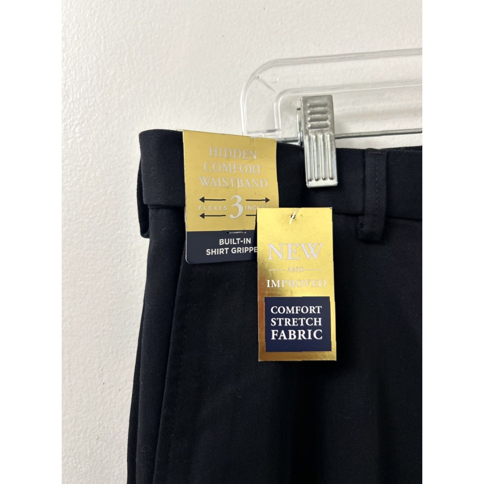 Haggar Haggar Pants Mens 34x29 Black Premium Khaki Classic Fit Comfort Stretch YKK Button Zip Straight Leg Halter? Size US 34 / EU 50 - 4 Thumbnail
