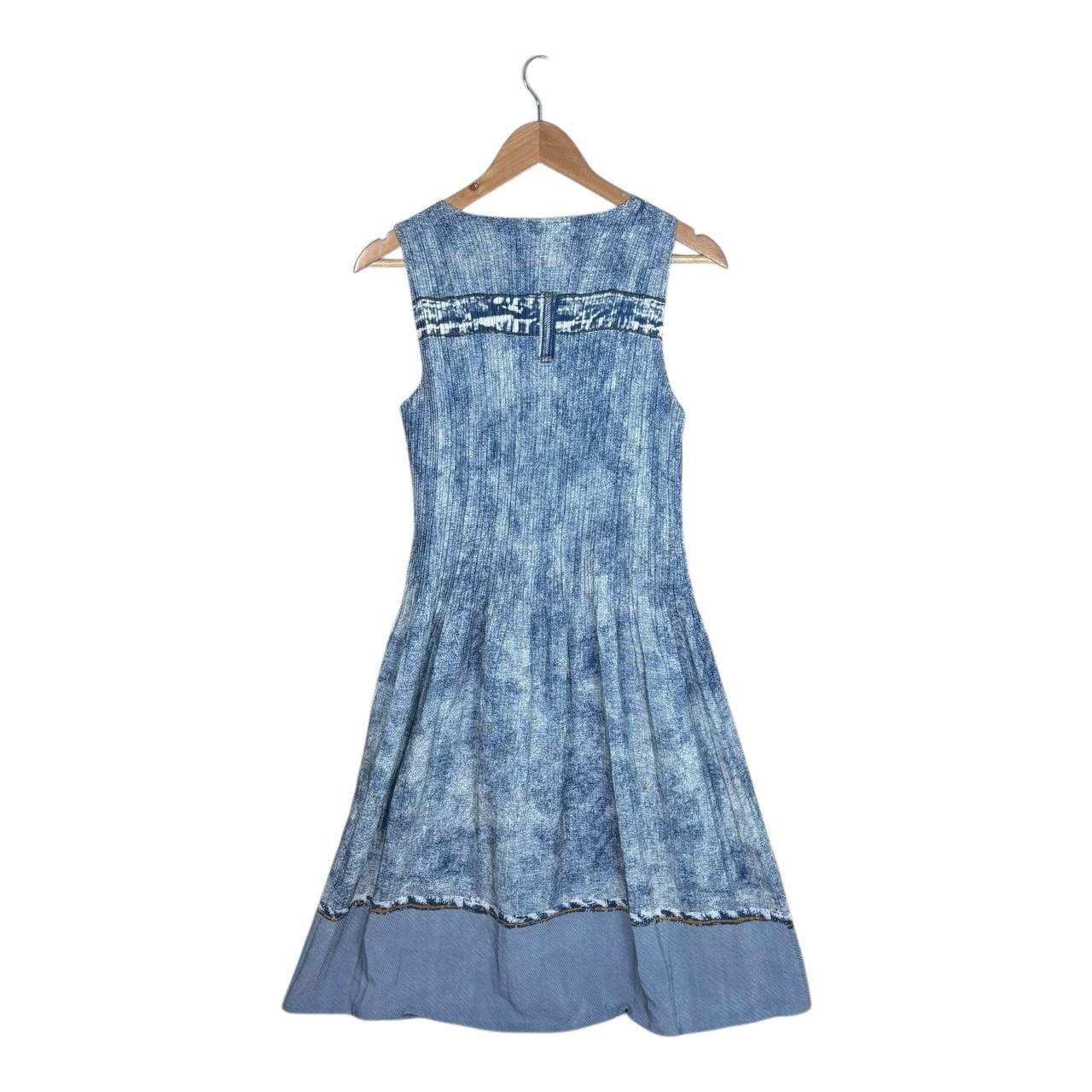 Vintage 90s Denim Print Pleated Midi Dress Vintage Japanese Style S Size S / US 4 / IT 40 - 2 Thumbnail