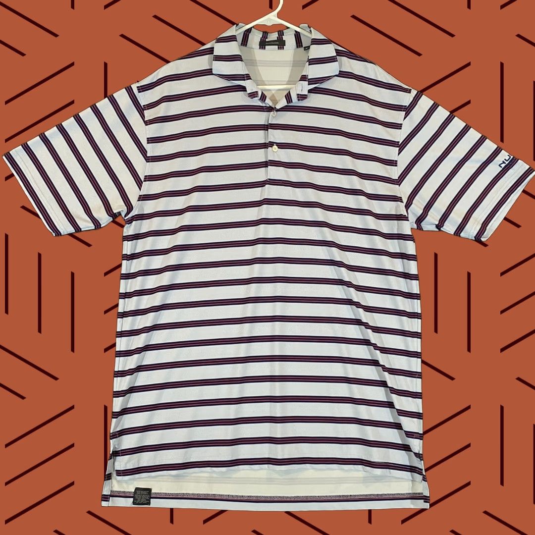 Vintage VINTAGE Turtleson Polo Shirt Golf Mens Large Blue White Red Striped Performance Size US L / EU 52-54 / 3 - 1 Thumbnail