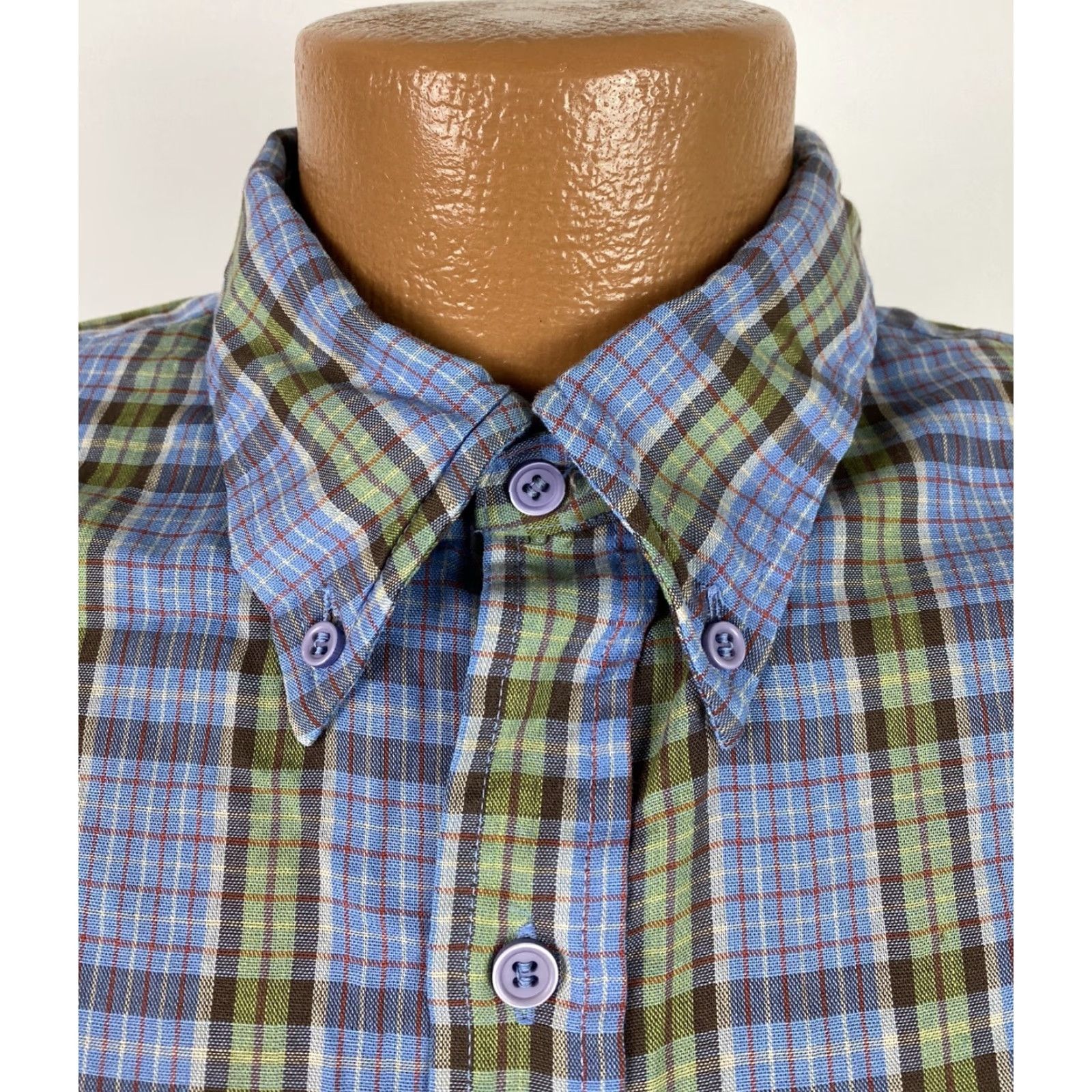 Vintage VINTAGE Moving-Up Button-Up Shirt Mens L Blue Plaid Casual 80s Retro Preppy Lightweight Cotton Poly Darts Pockets Long Sleeve Collared Shirt Mens L Size US L / EU 52-54 / 3 - 4 Thumbnail