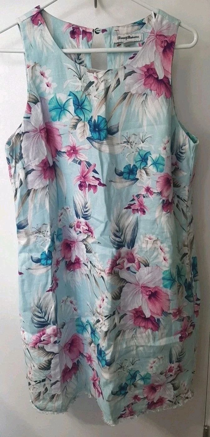 Tommy Bahama Tommy Bahama Lined Shift Dress 100% Linen Floral Motif Size M / US 6-8 / IT 42-44 - 14 Thumbnail