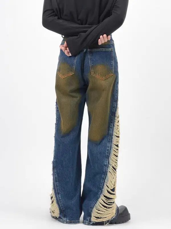 Japanese Brand VIBE Street retro ripped jeans with side holes and raw edges Size US 33 - 4 Thumbnail