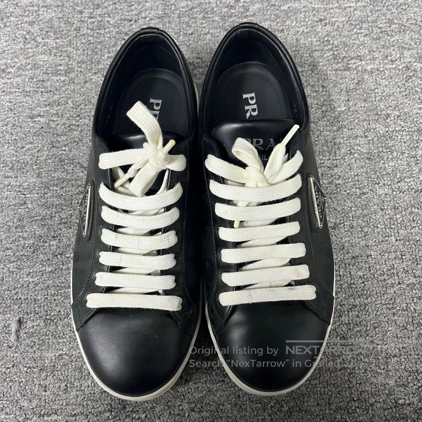 Prada prada black leather low-top fashion sneakers. Size US 5.5 / EU 38 - 2 Thumbnail