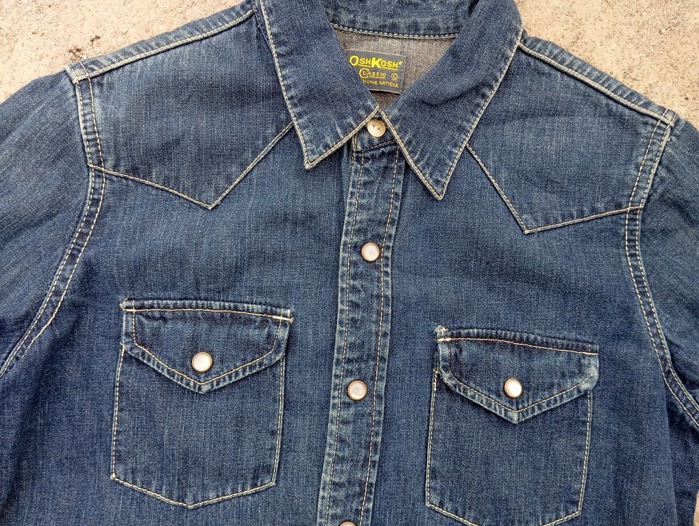 Oshkosh Oshkosh Classic Denim Western 🤠 Pearl Snap Button Shirt 🐎 Size US S / EU 44-46 / 1 - 1 Thumbnail