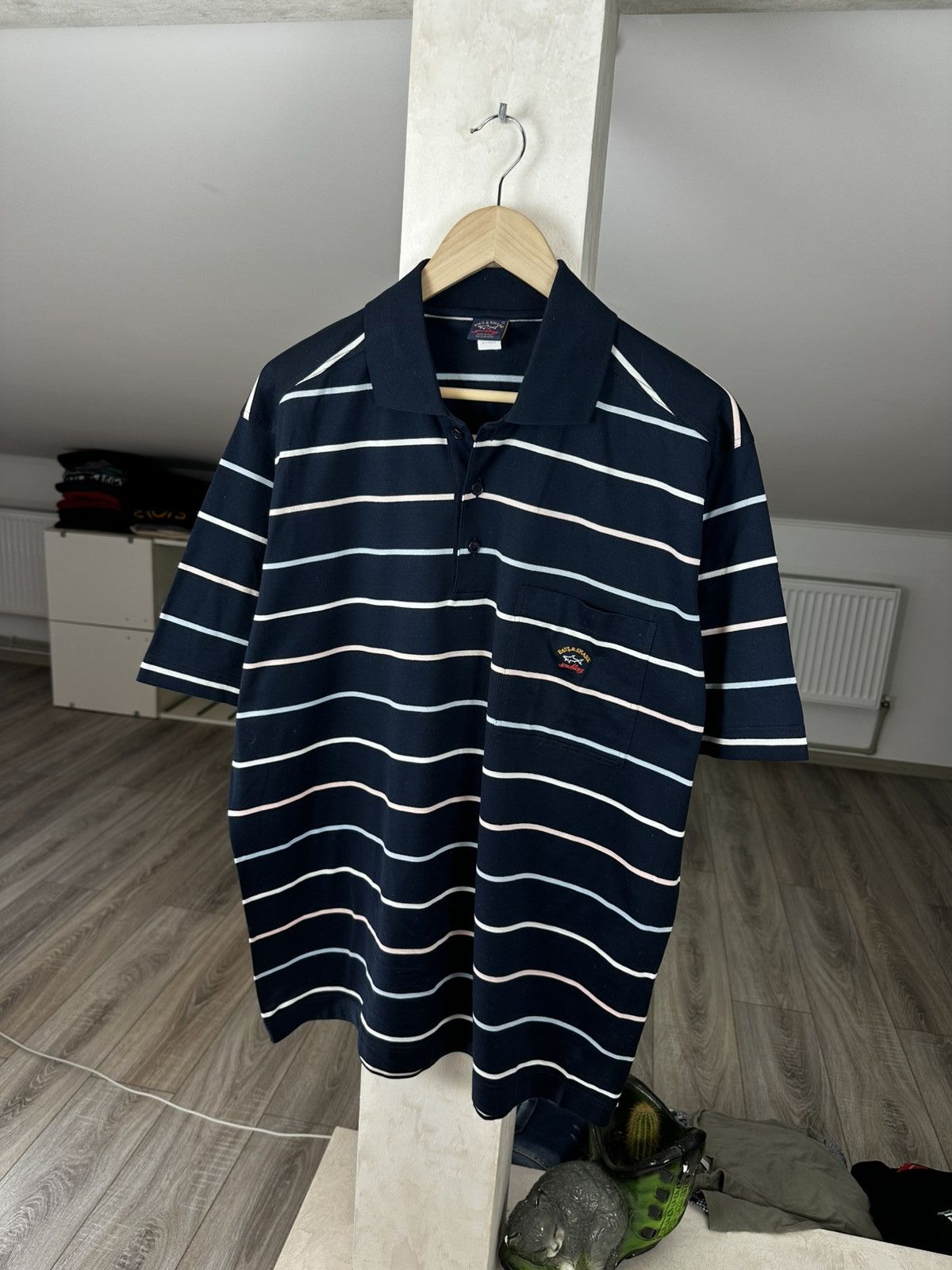 Paul & Shark PAUL & SHARK Polo Shirt Short Sleeved Tee Top Retro Striped Size US XL / EU 56 / 4 - 1 Thumbnail