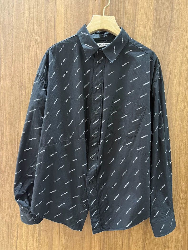 Balenciaga Balenciaga Black Logo Print Shirt - dmc Size US XS / EU 42 / 0 - 1 Thumbnail