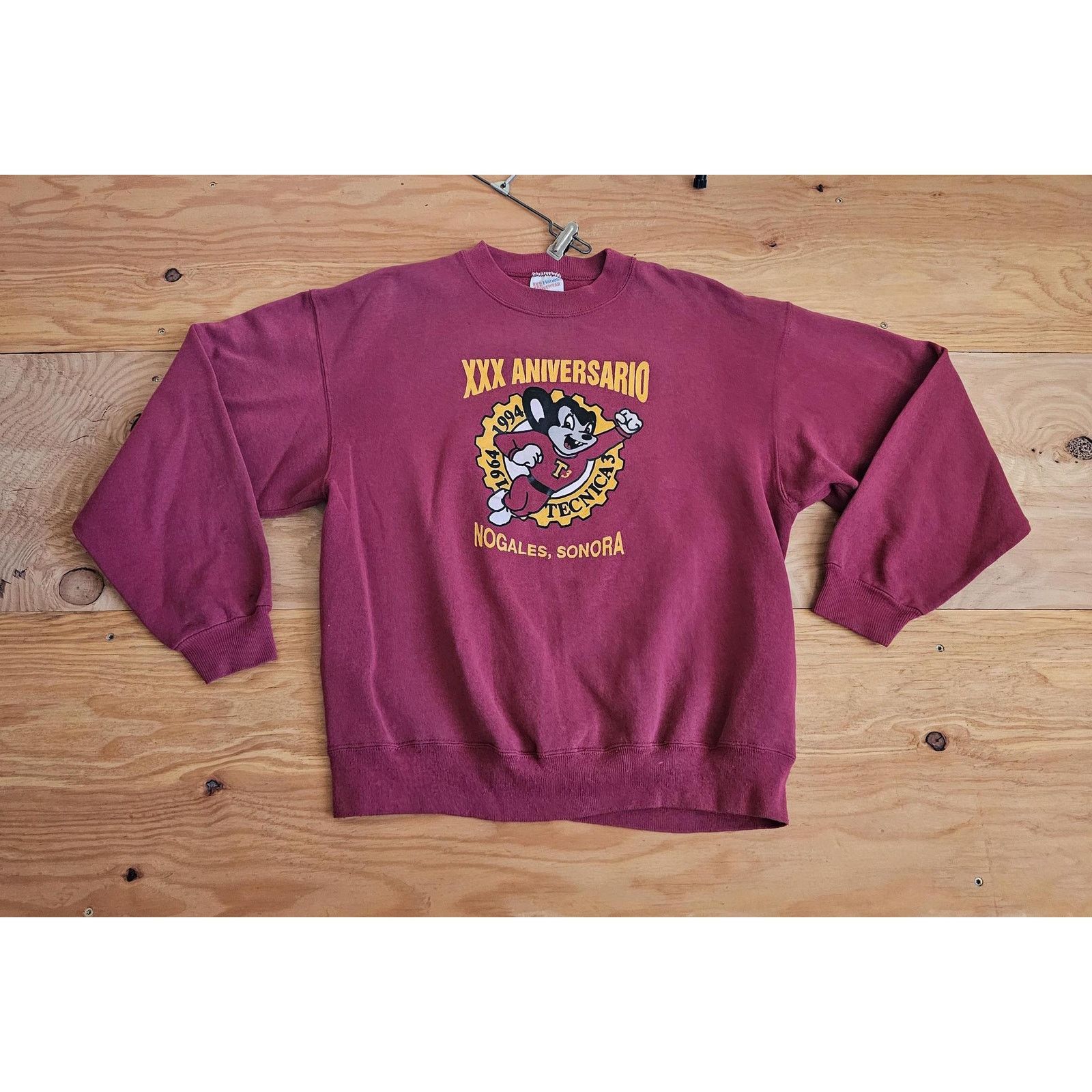 Hanes Mighty Mouse Graphic Nogales Mexico Red Sweatshirt L 1990s Size US L / EU 52-54 / 3 - 1 Thumbnail