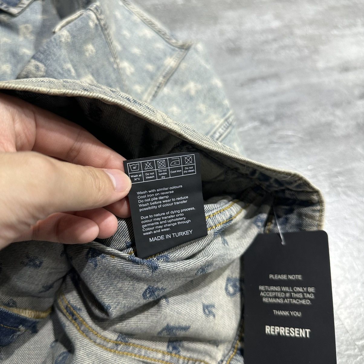 Represent Clo. Represent R4 Stone Wash Monogram Denim Jacket Size US XL / EU 56 / 4 - 8 Thumbnail