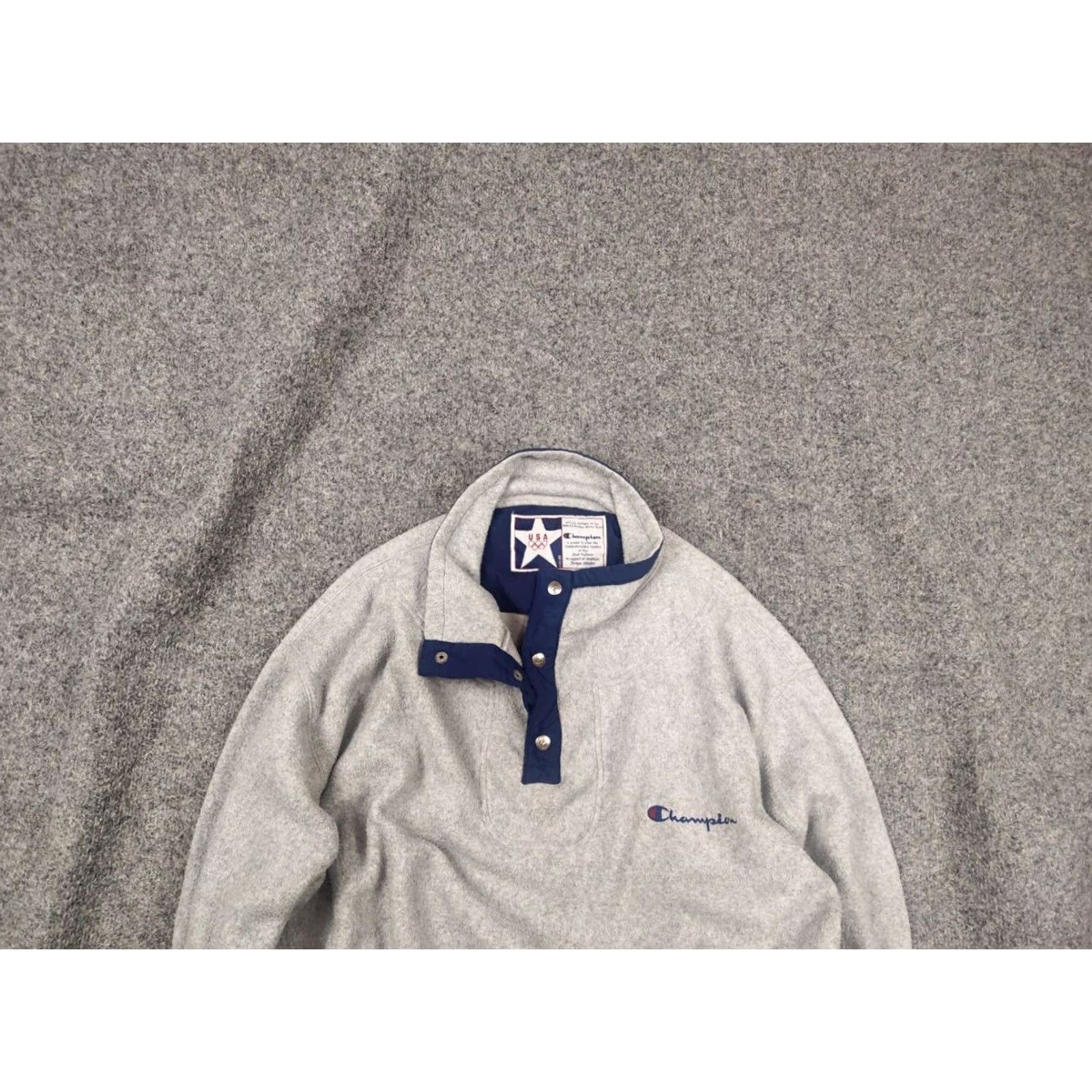 Champion VINTAGE Champion Olympic USA Pullover Sweatshirt Gray Fleece XL Men Size US XL / EU 56 / 4 - 2 Thumbnail