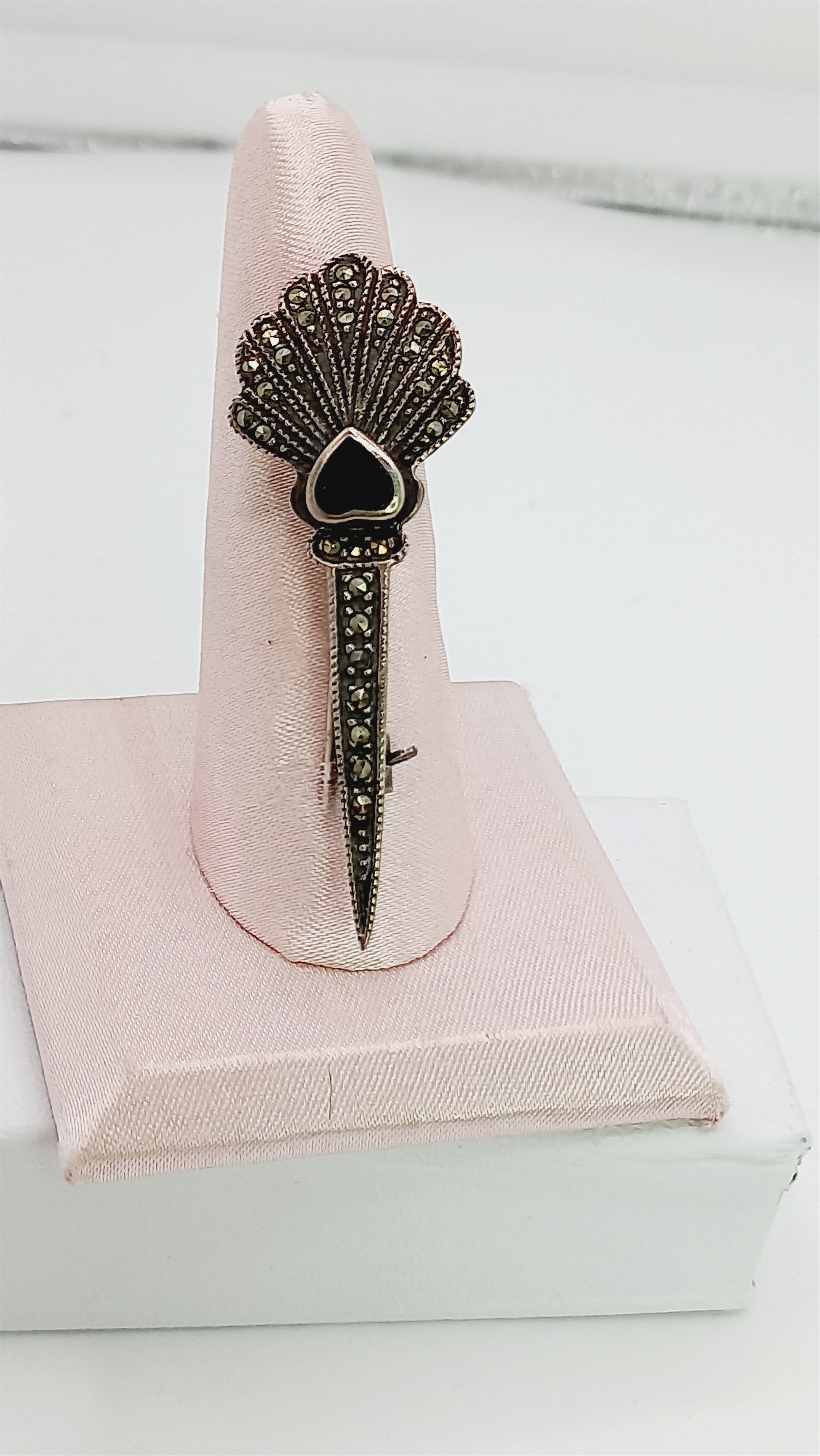 Sterling Silver Art Deco style Sterling Marcasite Brooch Size ONE SIZE - 1 Thumbnail