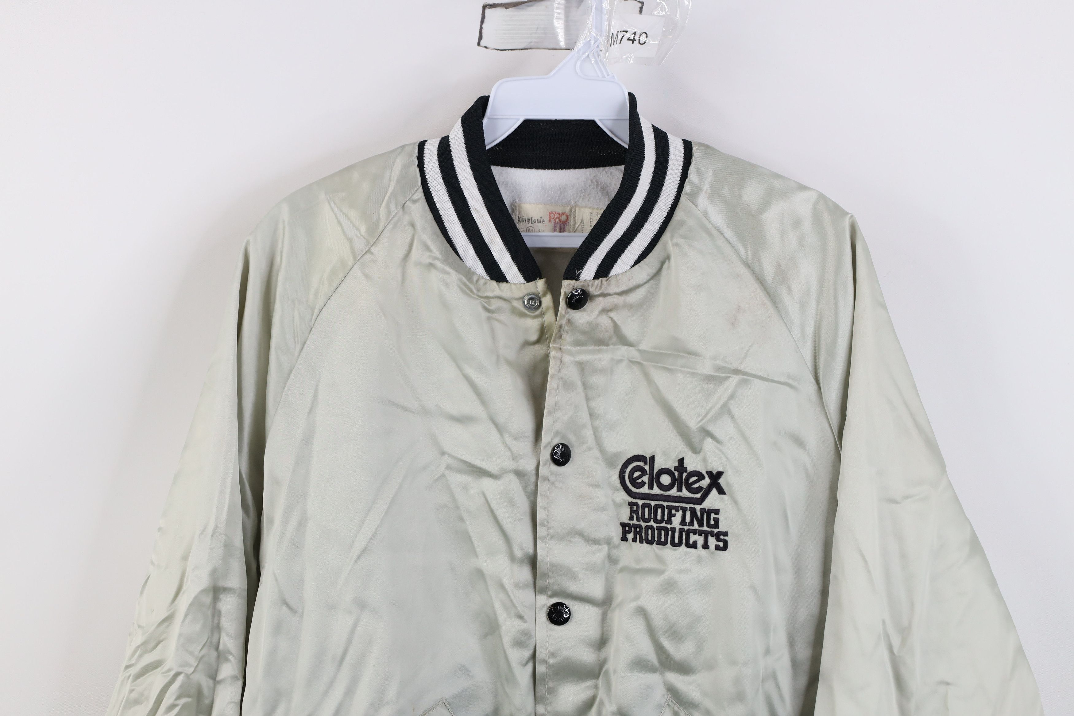 Vintage Vintage 80s Celotex Roofing Satin Bomber Jacket Silver USA Size US M / EU 48-50 / 2 - 2 Thumbnail