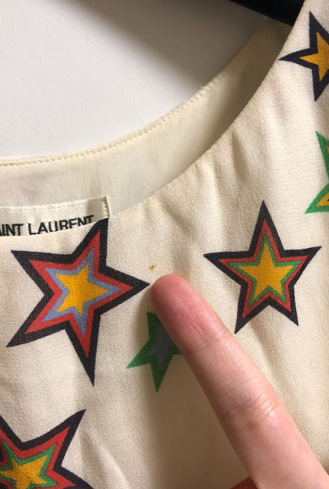 Saint Laurent Paris Saint Laurent Beige Mulberry Silk Star Dress Size S / US 4 / IT 40 - 3 Thumbnail