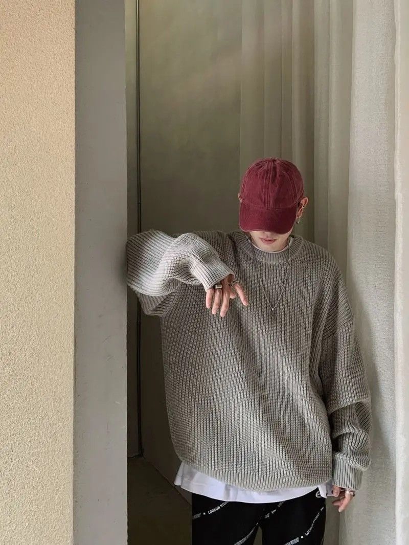 Vintage Sweatshirt Knitted Solid Streetwear Pullover y2k Size US L / EU 52-54 / 3 - 2 Thumbnail