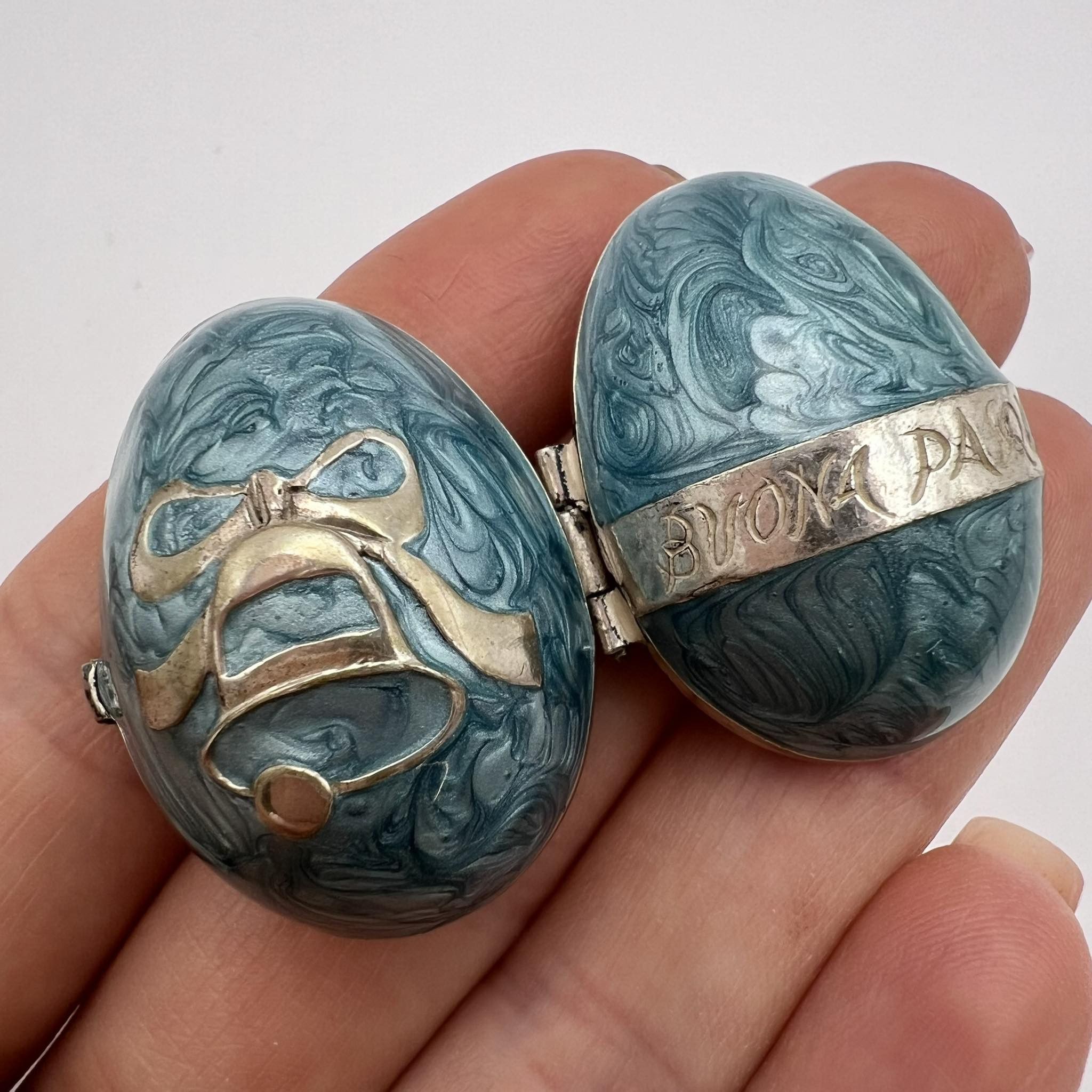 Vintage Antique Miniature Silver 800 Figure Trinket Box Green Enamel Size ONE SIZE - 7 Thumbnail