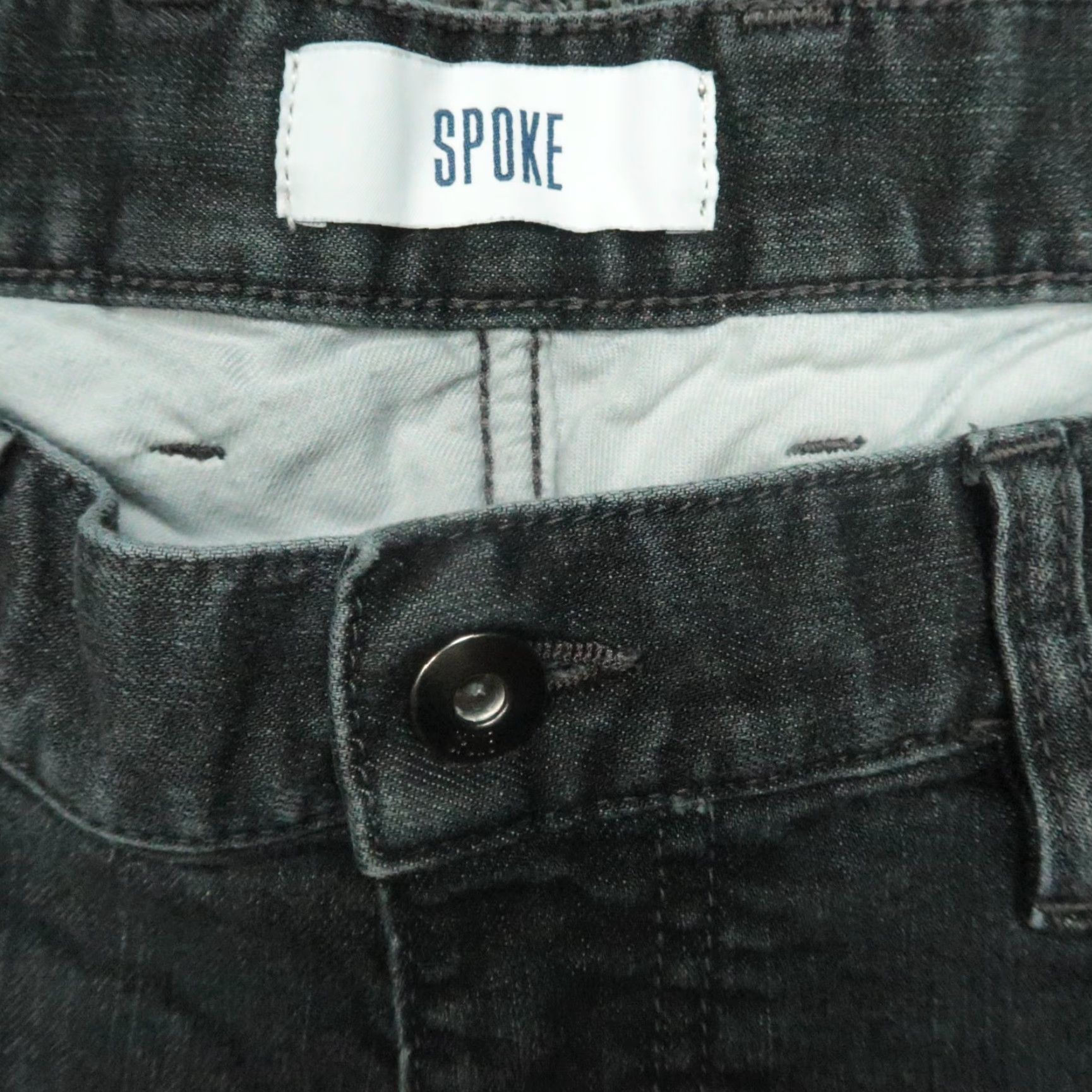 Denime Spoke Jeans Mens 37x29 Denim Straight 5-Pocket Black 37 Inseam Dark Denim Button Zip Belt Loops Regular Size 37 Vintage No Size US 37 - 4 Thumbnail