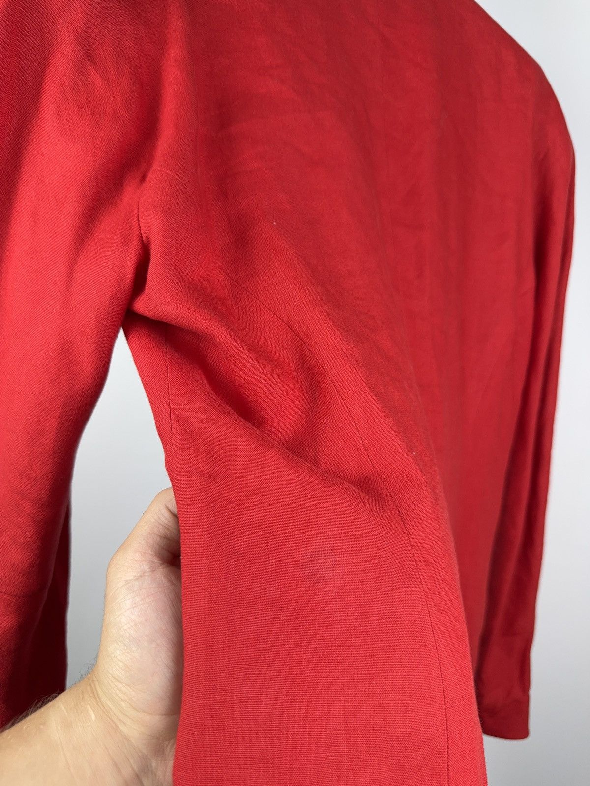 Bogner 80s Vintage Bogner Red Linen Blazer Made in West Germany Size L / US 10 / IT 46 - 14 Thumbnail