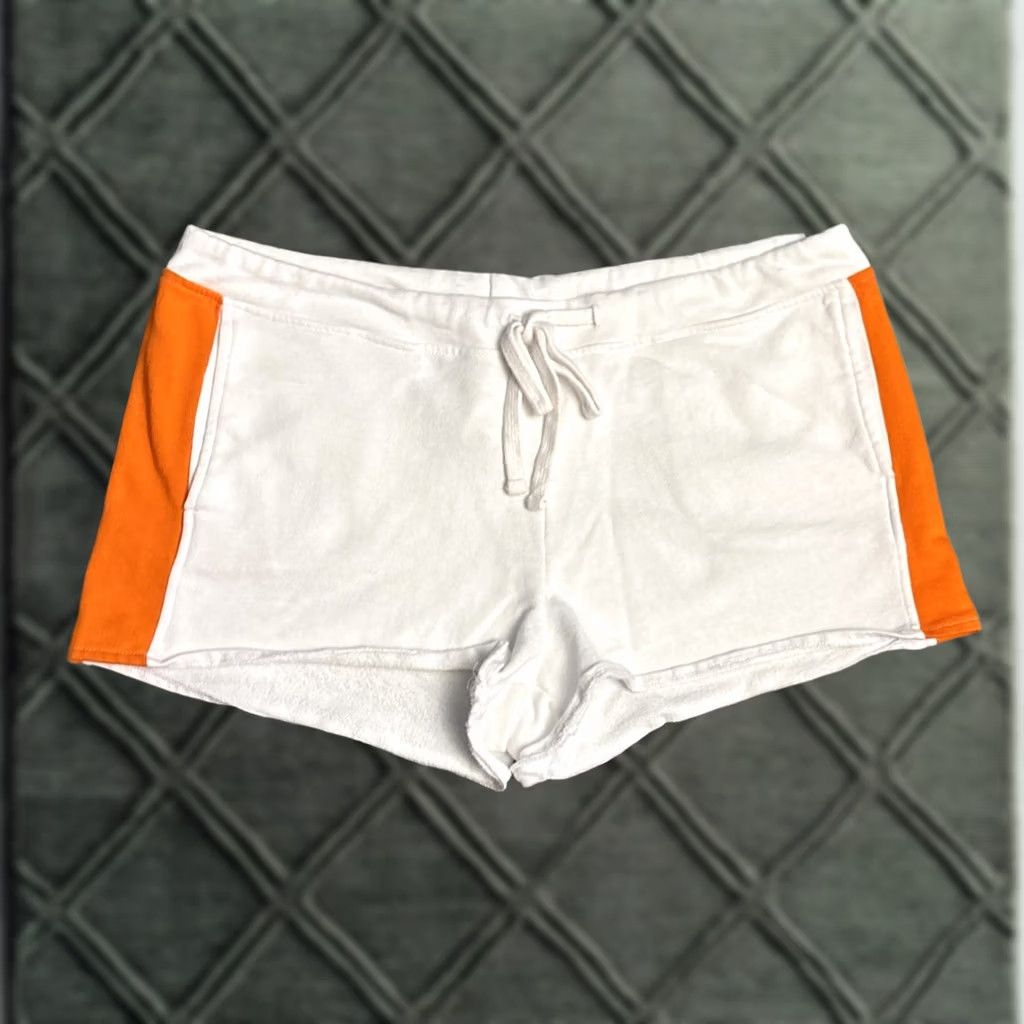 Fabletics Fabletics Shorts Womens XL White Women orange stripe Stretch Drawstring pockets Size 40" / US 18 - 1 Thumbnail