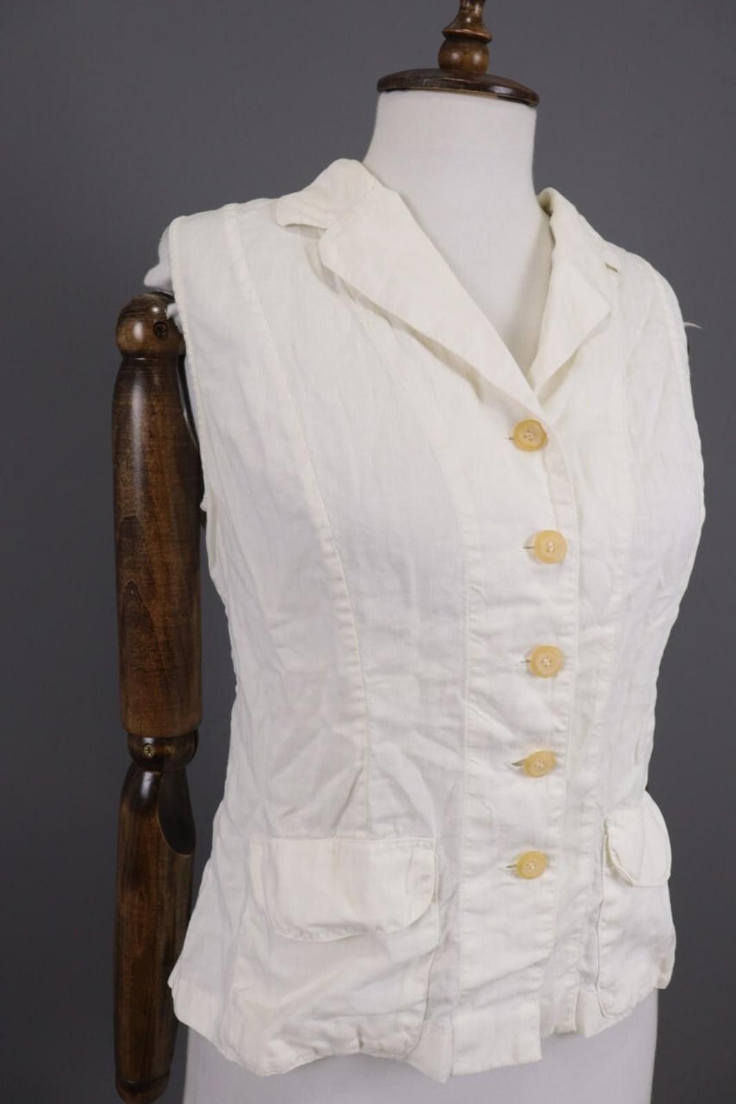 120% Lino 120% Lino White Linen Vest Cardigan Sweater Size 44 Size M / US 6-8 / IT 42-44 - 5 Thumbnail