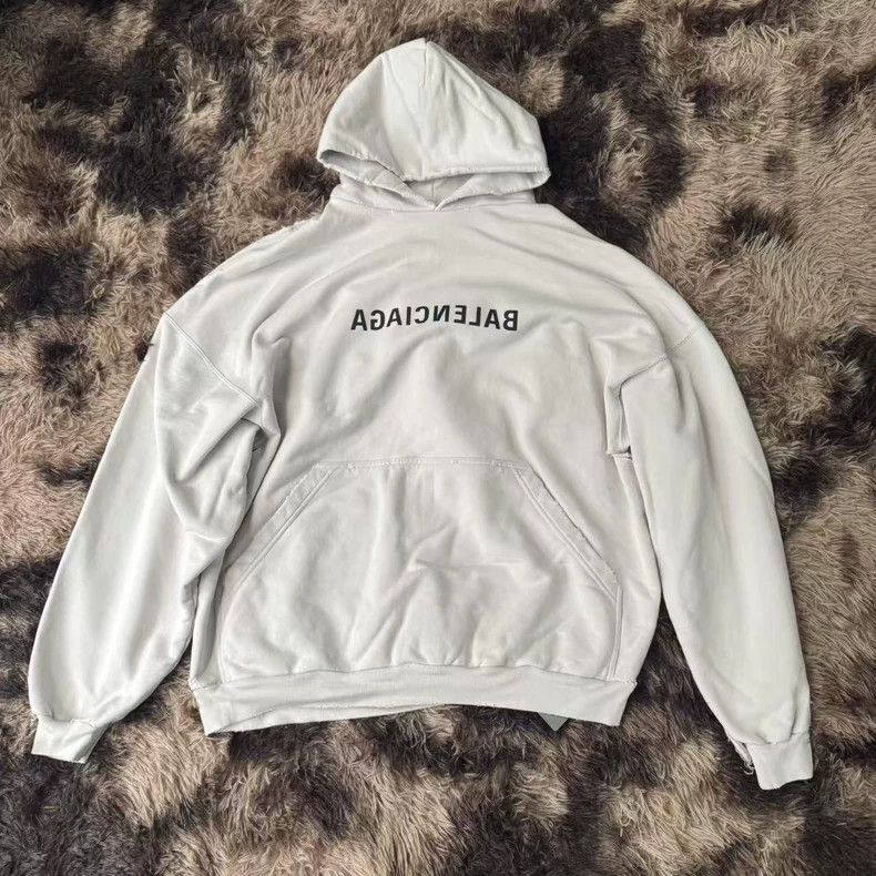 Balenciaga Balenciaga Mirror Logo Distressed Hoodie - dmc Size US M / EU 48-50 / 2 - 1 Thumbnail