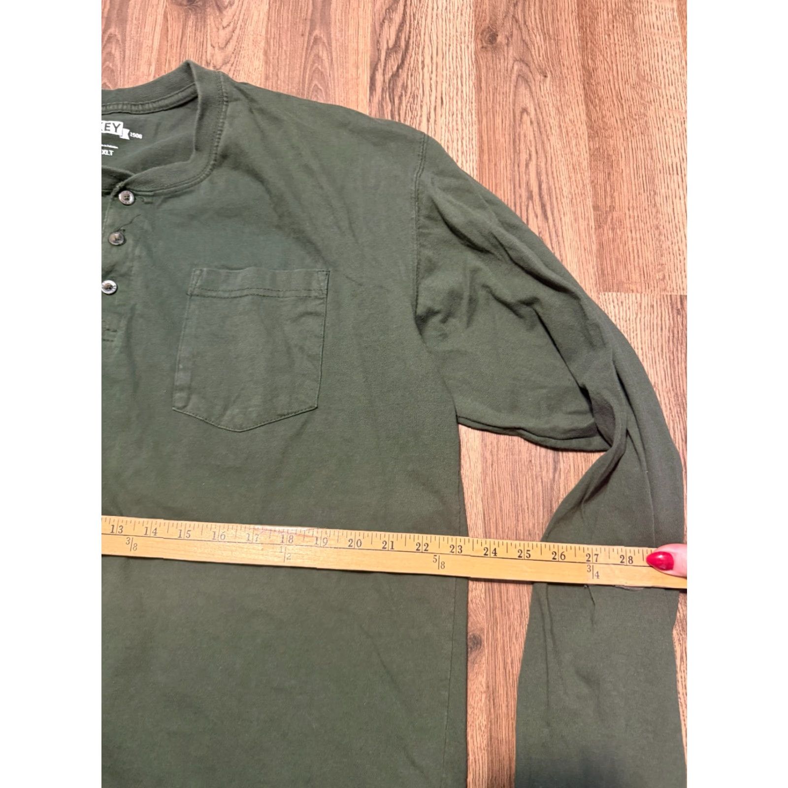 Vintage Key Shirt Mens XL Tall Green Long Sleeve Shirt 3/4 Button Pocket Tee Size US XL / EU 56 / 4 - 6 Thumbnail