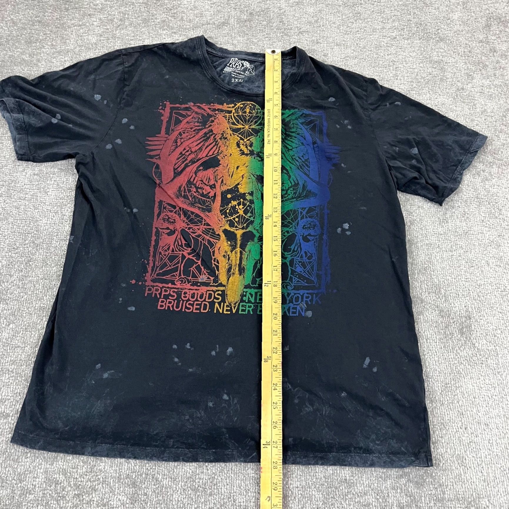 Prps PRPS Shirt Mens 2XL Gray Multicolor Eagle Bruised Never Broken Graphic Fits L/XL Size US XXL / EU 58 / 5 - 4 Thumbnail