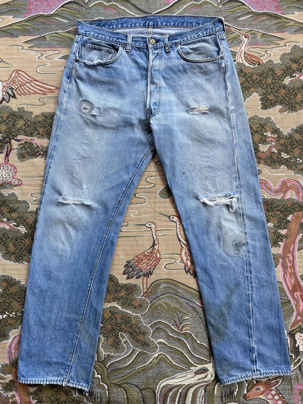 Levi's Thrashed Vintage Levi's 501 Rindem Button 6 Distressed Jeans Size US 34 / EU 50 - 1 Thumbnail