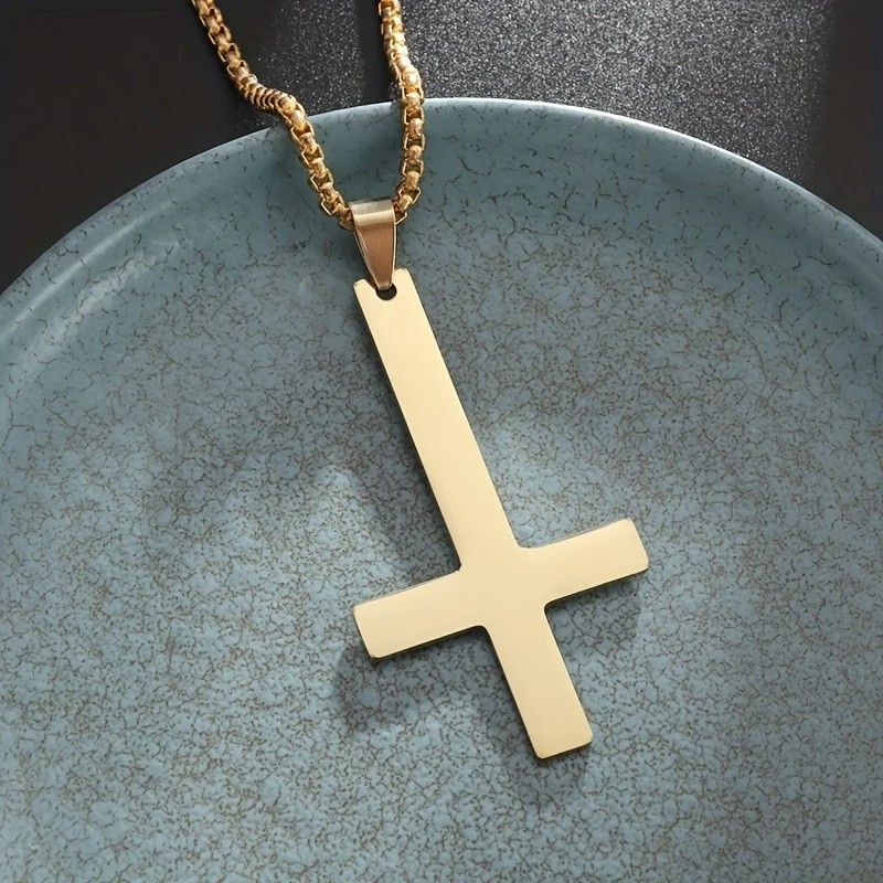Other Gold Saint Peter's Cross Necklace Inverted Stainless Steel Size ONE SIZE - 1 Thumbnail