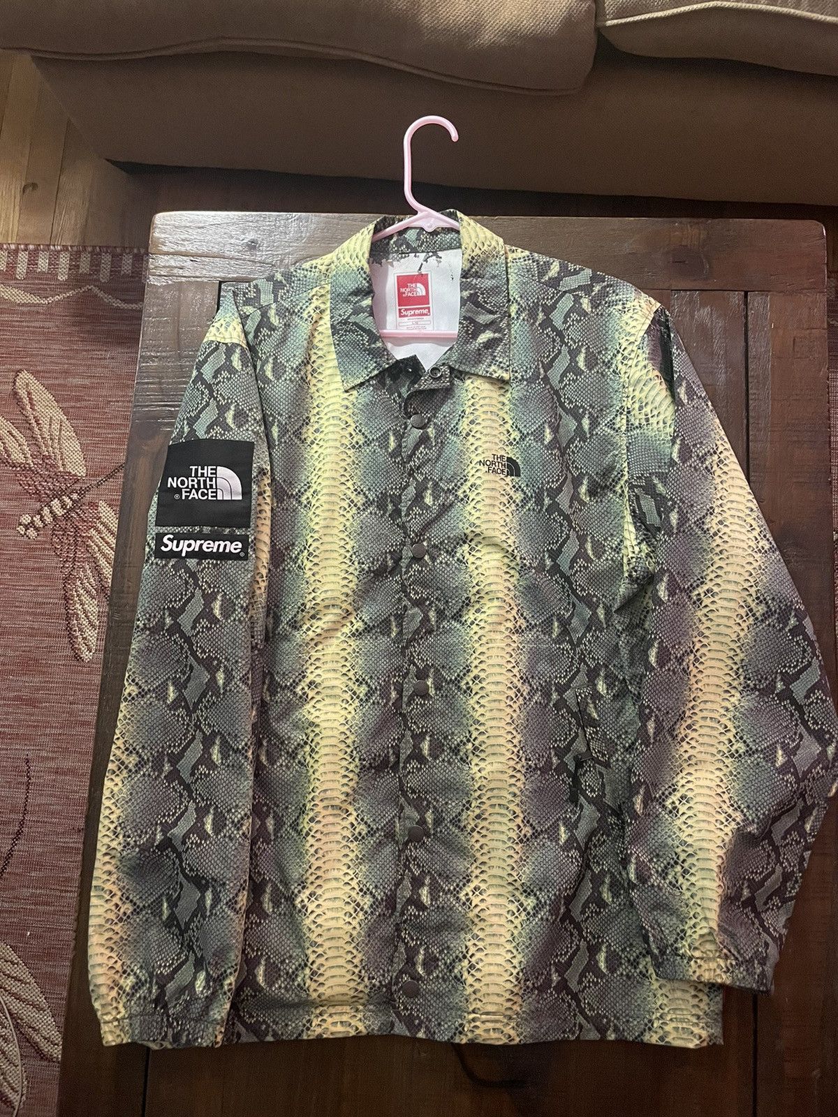 image of Supreme x The North Face Preme X Tnf Taped-Seam Snakeskin Light Jacket in Green, Men's (Size Large)