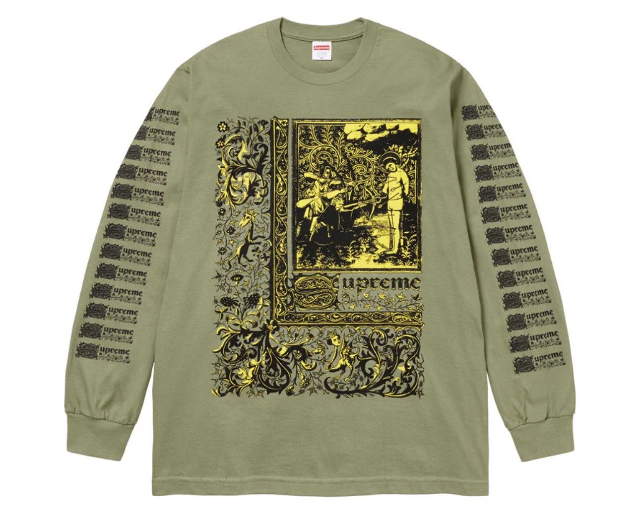 image of Supreme Saint Sebastian L/s Tee in Green, Men's (Size 2XL)