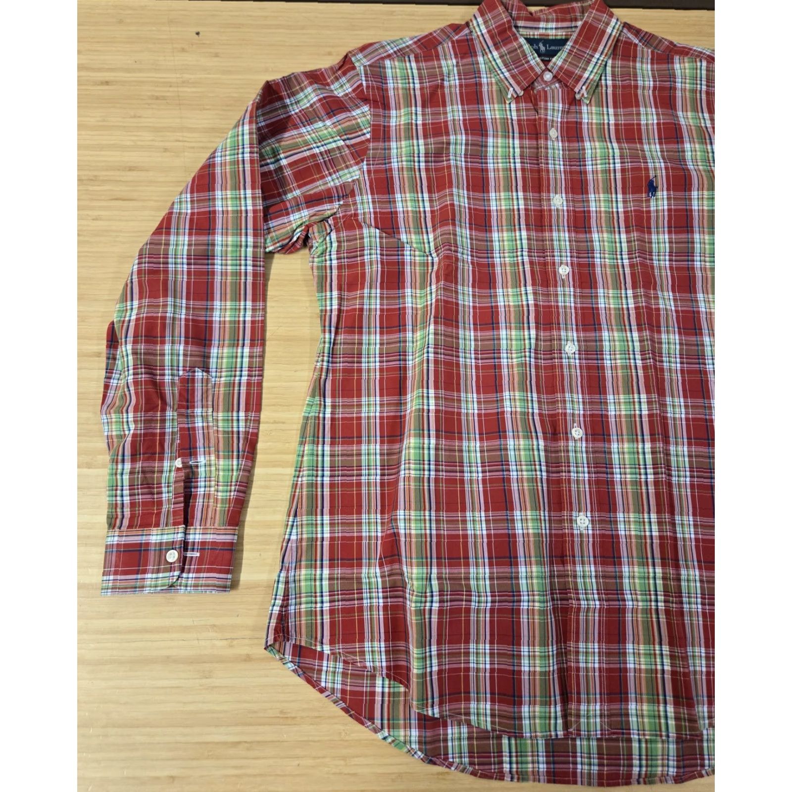 Ralph Lauren Ralph Lauren Shirt Mens Large Red Plaid Custom Fit Button-Down Long Sleeve Preppy Shirt Size US L / EU 52-54 / 3 - 3 Thumbnail