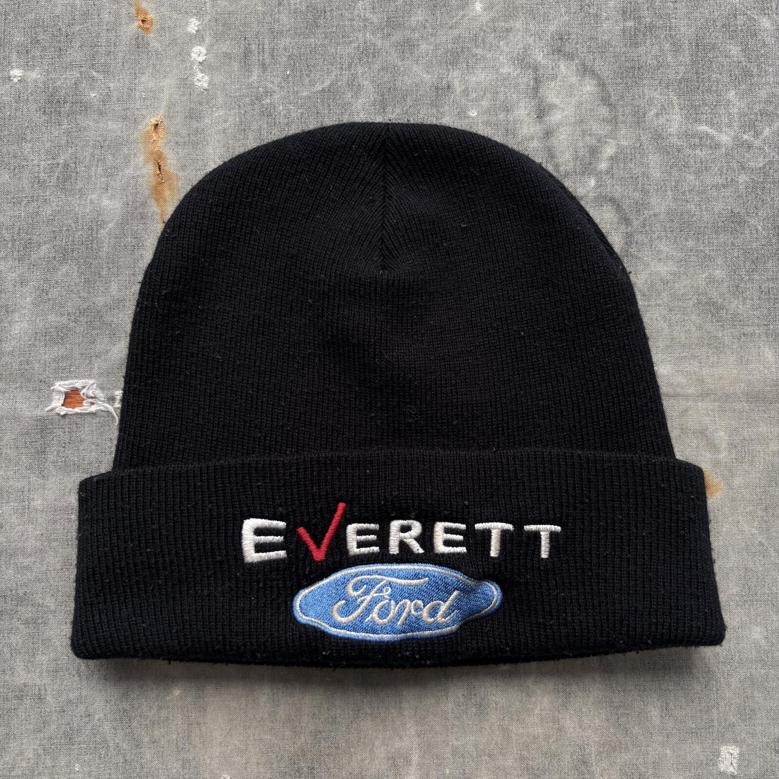 Ford Vintage Y2K Everett Ford Black Embroidered Outerwear Beanie Size ONE SIZE - 1 Thumbnail