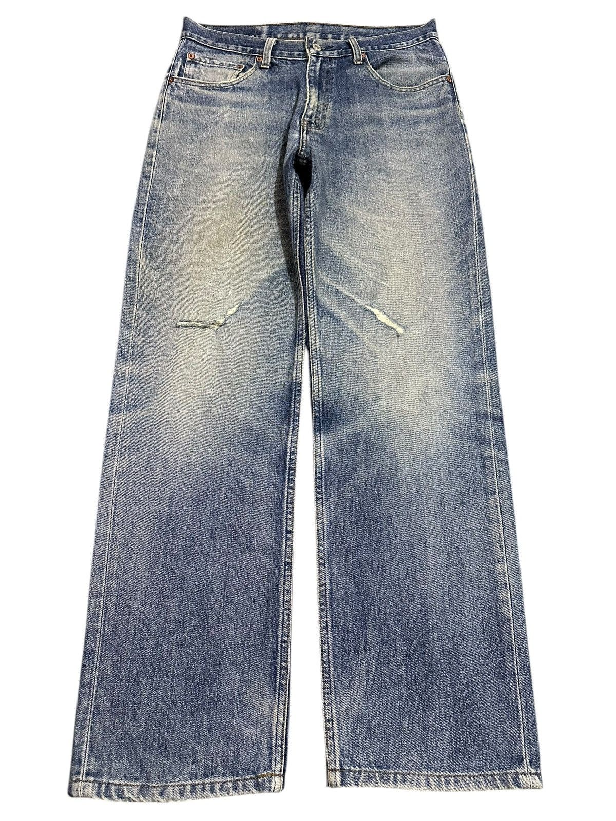 Vintage 90s Levis Blue Faded Wash Distress Style Loose Jeans