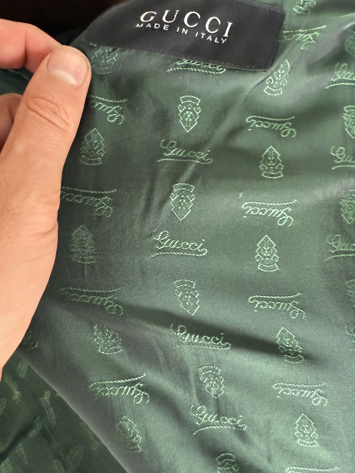 Gucci Green Leather Bomber Jacket with Ribbed Trim Size US M / EU 48-50 / 2 - 9 Thumbnail