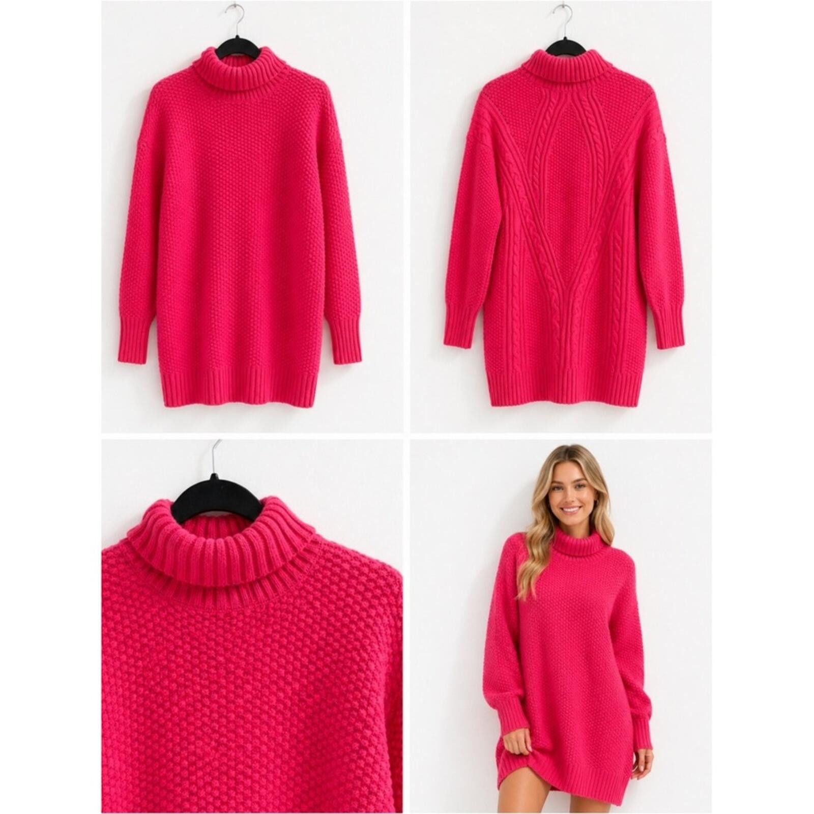 Other Turtleneck Knit Sweater Dress - Hot Pink Size M / US 6-8 / IT 42-44 - 1 Thumbnail