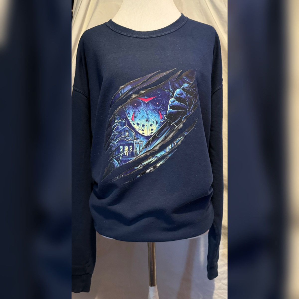 Vintage Jason, Halloween Slasher, Unisex, Retro Pullover Sweatshirt Size US L / EU 52-54 / 3 - 4 Thumbnail