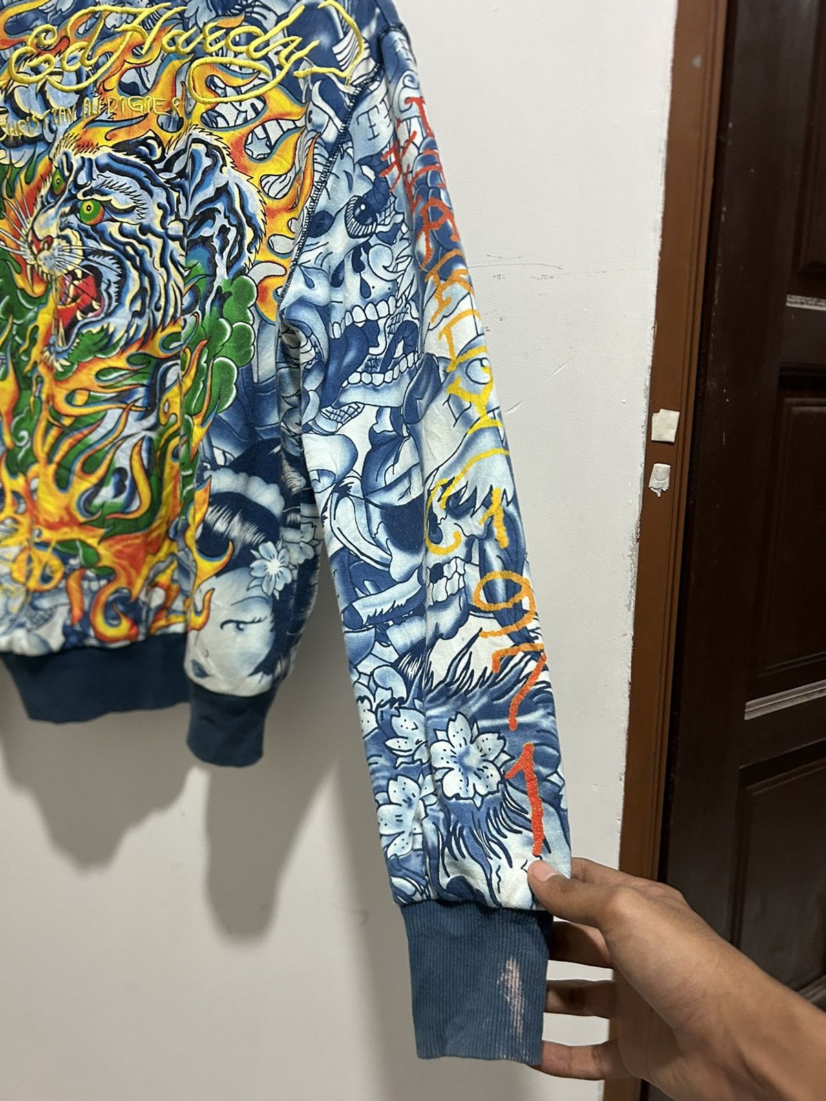 Ed Hardy Y2K Ed Hardy Christian Audigier Embroidery Fur Zip Up Hoodie Size US M / EU 48-50 / 2 - 13 Thumbnail
