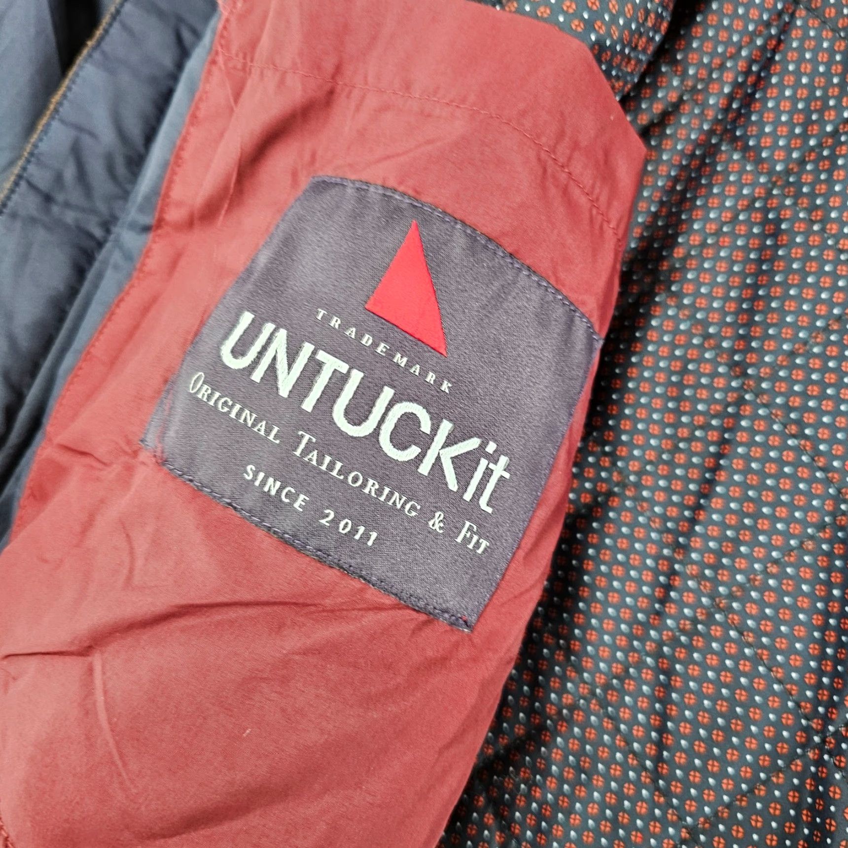 UNTUCKit UNTUCKit Lanson Jacket Mens XL Blue Full Zip Nylon Quilt Lined Weather Resistant Breathing Pockets Stand-Up Collar Regular Fit Size US XL / EU 56 / 4 - 6 Thumbnail
