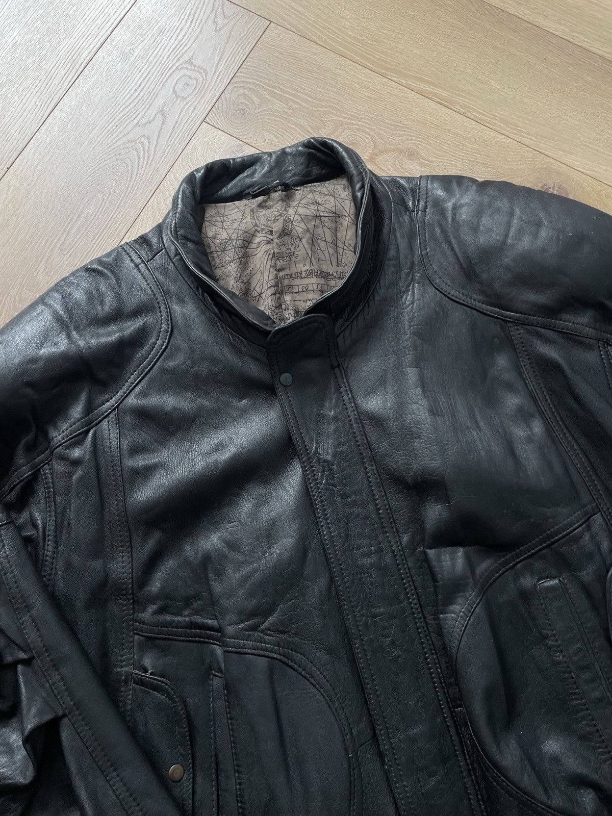 Vintage Vintage Y2k Black Real Leather Zip Bomber Jacket Avant Garde Size US XL / EU 56 / 4 - 5 Thumbnail