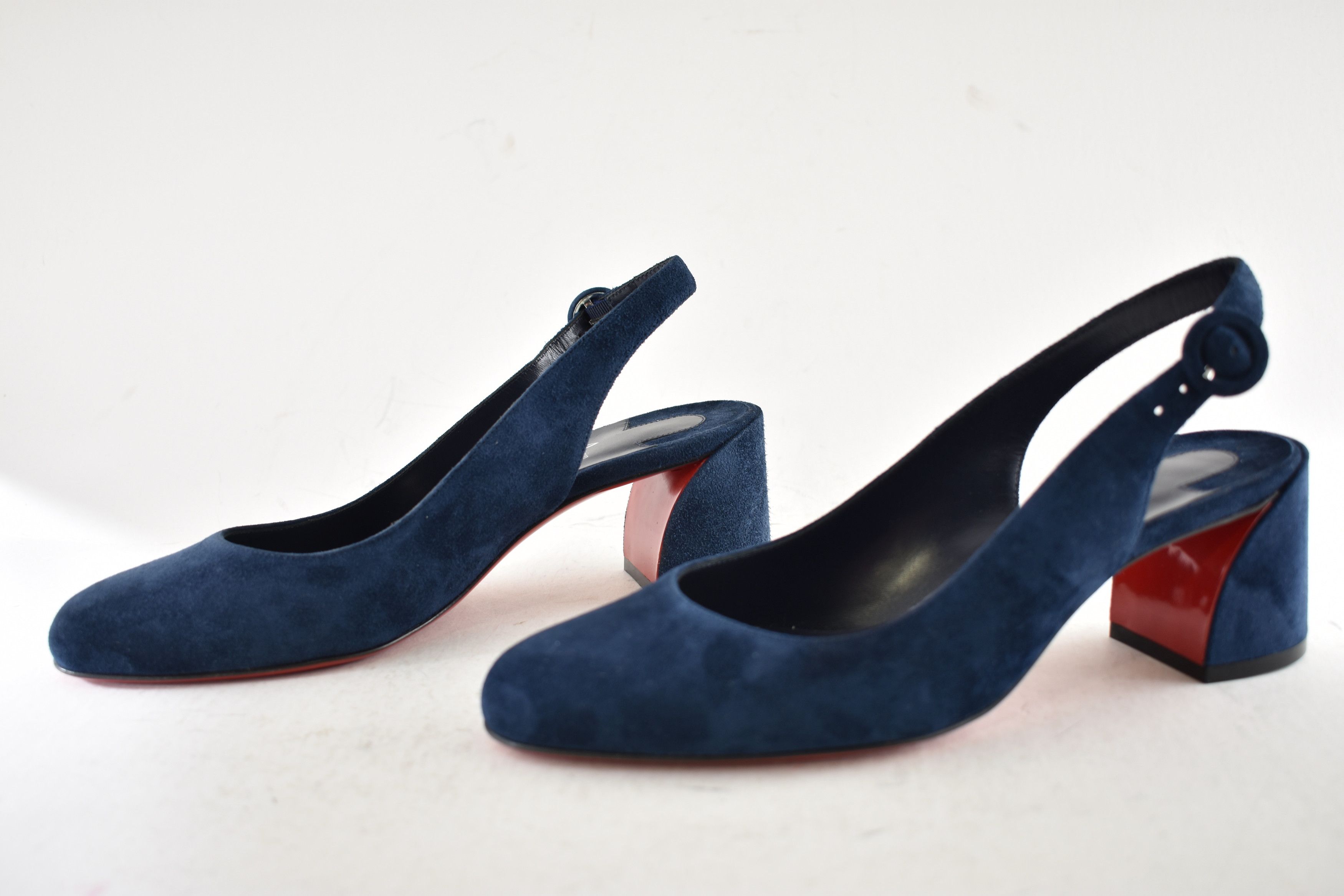 Christian Louboutin So Jane Sling 55 Marine Blue Slingback Sandal Block Heel 36 Size US 6 / IT 36 - 11 Thumbnail