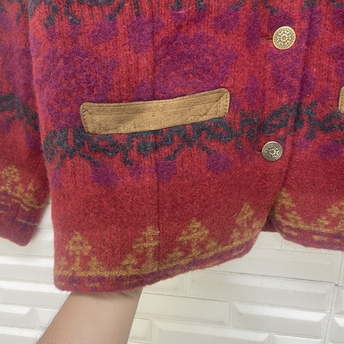 Woolrich Woolen Mills Vintage Woolrich Red Floral Native Wool Jacket Coat Size S / US 4 / IT 40 - 6 Thumbnail